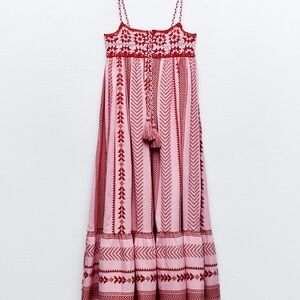 Zara Red and Pink Maxi Dress